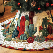 Christmas Southwest Cactus Quilted Tree Skirt Feel the Spirit of Giving with a Safe Tree Skirt - Bancroftclothings