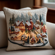 Christmas Village Hearth Glow Quilted Pillow Case Winter Throw Pillow Covers Christmas Ideas 2025 - Bancroftclothings