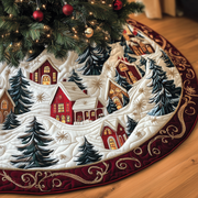Christmas Village Quilted Tree Skirt Heartwarming Family Gathering Merch - Bancroftclothings