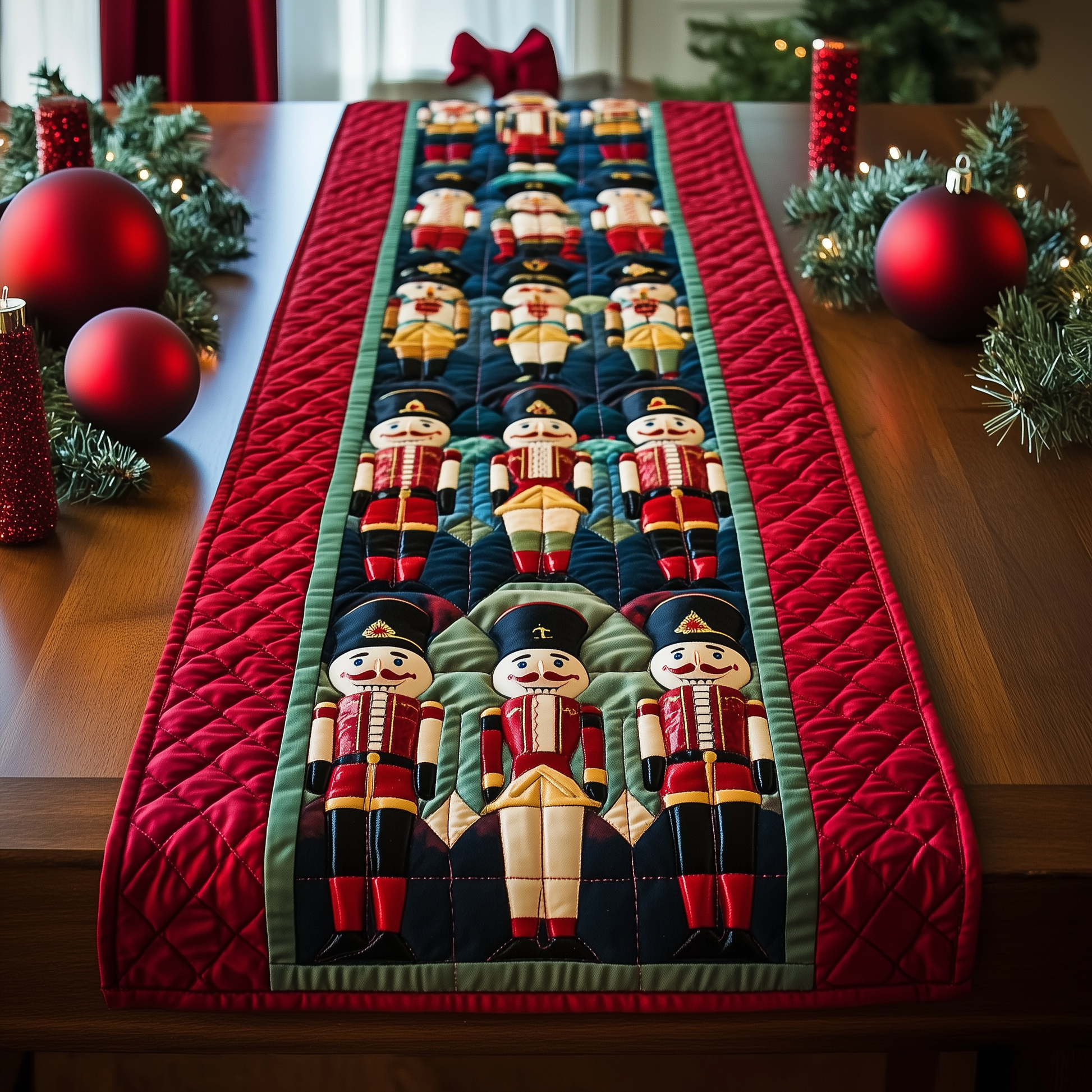 Classic Christmas Nutcracker Quilted Table Runner A Holiday Favorite - Bancroftclothings