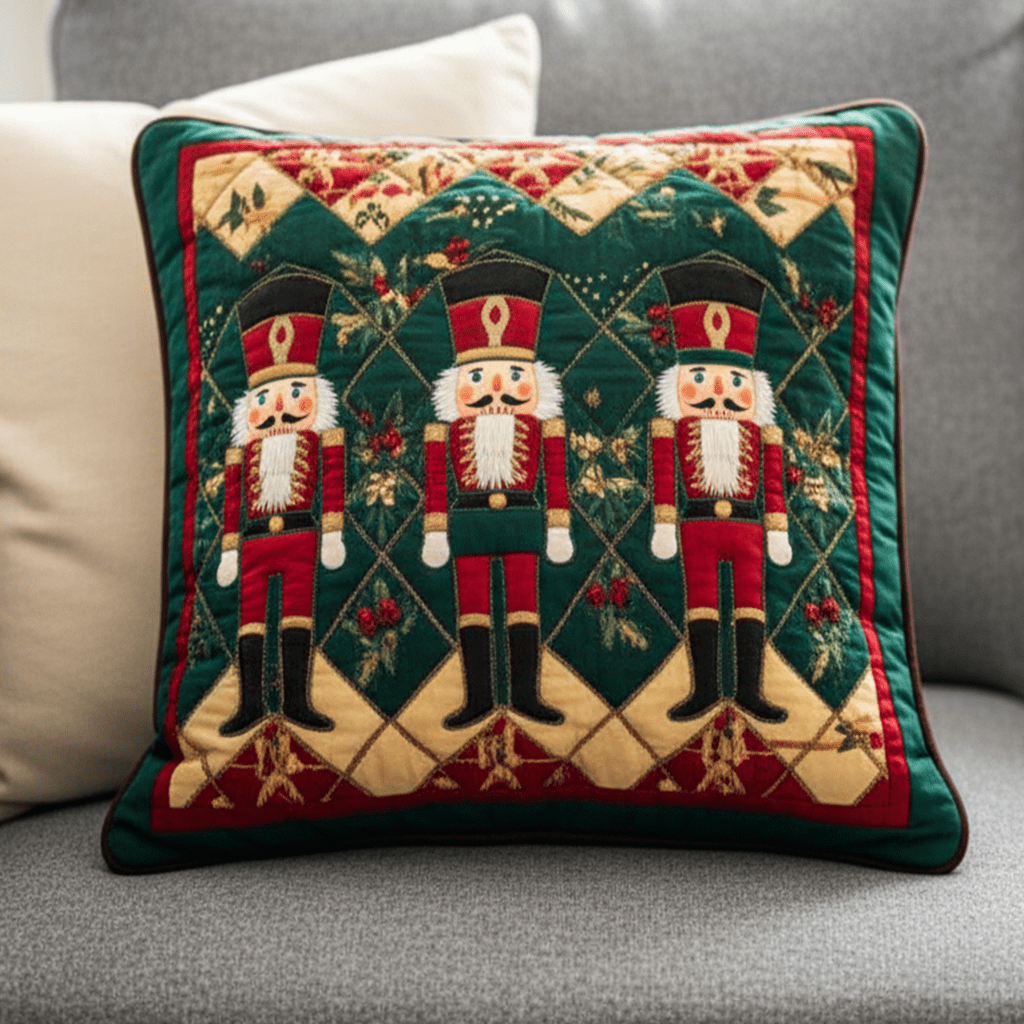 Classic Nutcrackers Quilted Pillow Case Holiday Throw Pillow Covers Family Gift Ideas For Christmas - Bancroftclothings