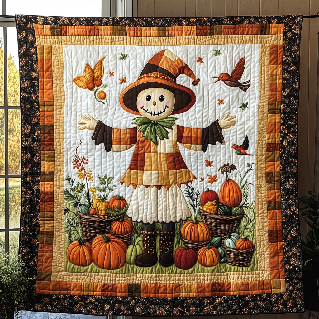 Classic Scarecrow Quilted Blanket Cute Fall Blankets Nice Family Christmas Gifts - Bancroftclothings