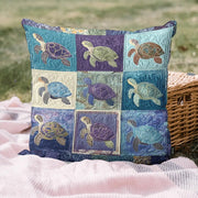 Coastal Bliss Quilted Pillow Case Aesthetic Home Decor Turtle Lover Presents - Bancroftclothings