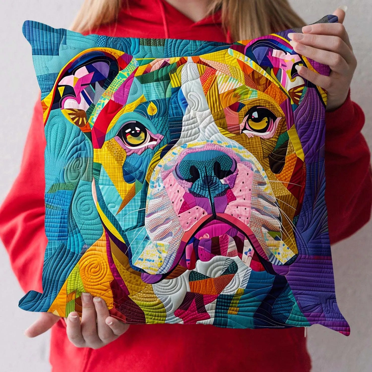 Colorburst Pup Charm Quilted Pillow Case Aesthetic Home Decor Unique Gifts For Dog Lovers - Bancroftclothings