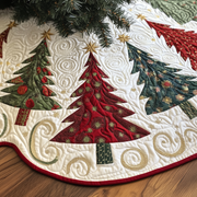 Colorful Christmas Trees Quilted Tree Skirt Xmas Tree Base Cover Decorating Ideas 2025 Great Xmas Gifts - Bancroftclothings