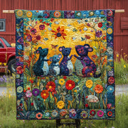 Colorful Critter Parade Quilted Blanket Nice Throw Blanket Best Housewarming Gifts - Bancroftclothings