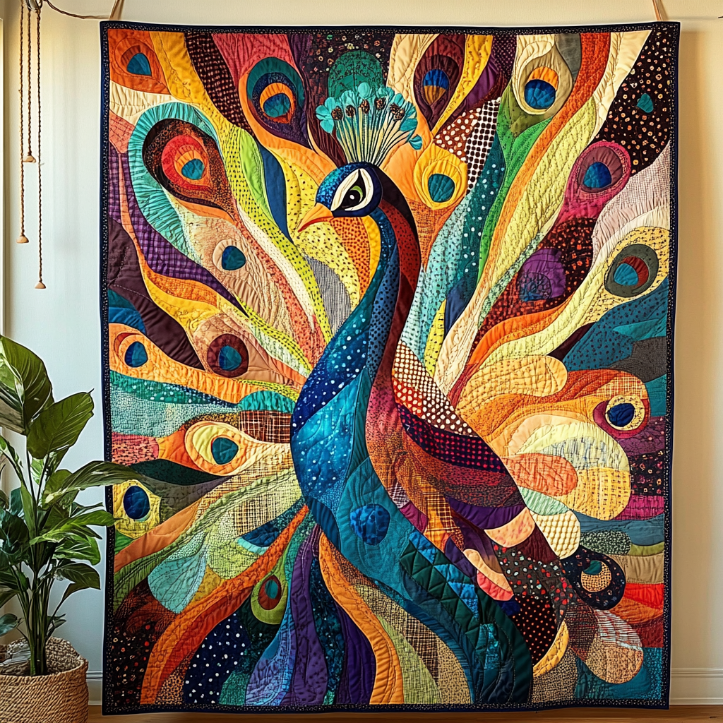 Colorful Elegance Quilted Blanket Bed Christmas Decor Best Gifts For Peacock Lovers - Bancroftclothings