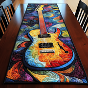 Colorful Guitar Quilted Table Runner Best Christmas Xmas Gifts For Guitar Players - Bancroftclothings