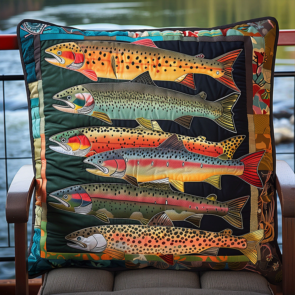 Colorful Salmon River Gems Quilted Pillow Case Animal Home Decor Fish Lover Gifts - Bancroftclothings