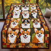 Corgi Autumn Vibe Quilted Table Runner Cute Decorarions Dog Lover Corgi Gifts For Her - Bancroftclothings