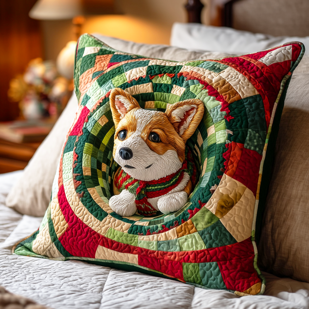 Corgi Noel Quilted Pillow Case Christmas Cushion Covers Best Presents For Dog Lovers - Bancroftclothings