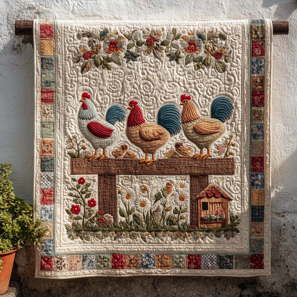 Country Fence Roosters Quilted Blanket Bedroom Decor Christmas Skull Stuff For Guys - Bancroftclothings