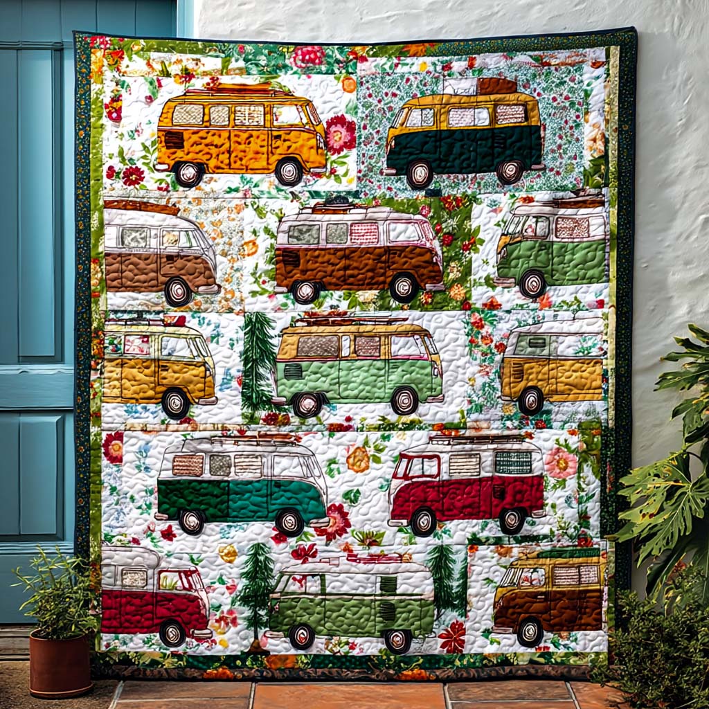 Cozy Travel Blooms Quilted Blanket Sofa Couch Throw Blanket Great Presents For Camping Lovers - Bancroftclothings