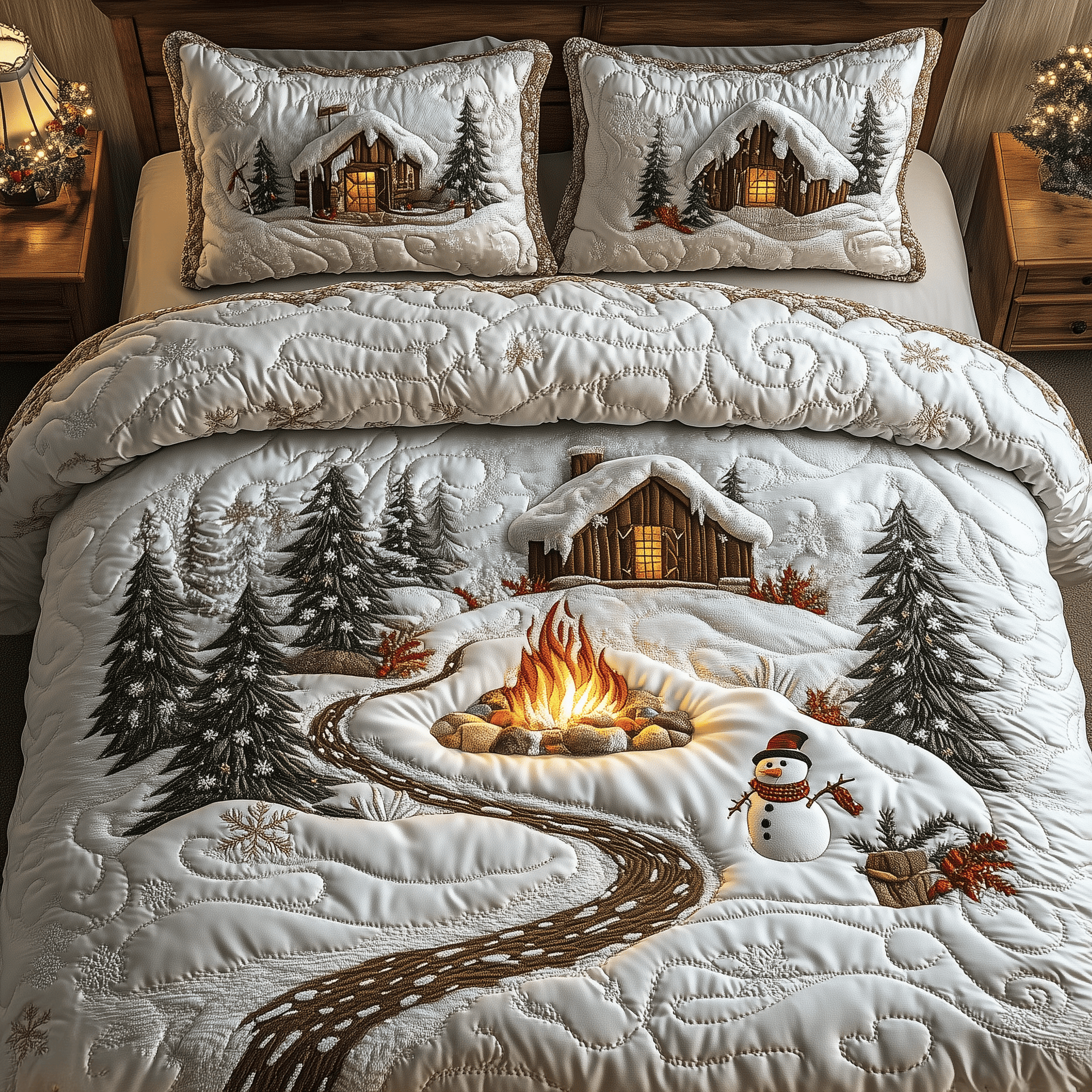 Cozy Winter Quilted Bedding Set Presents For Mum Christmas - Bancroftclothings