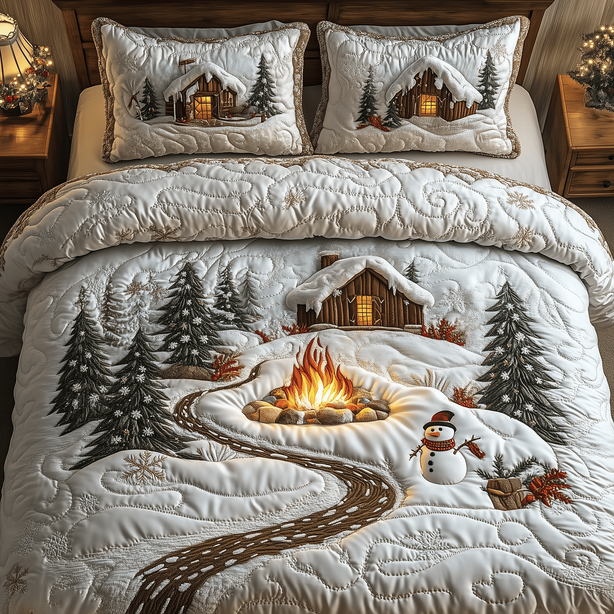 Cozy Winter Quilted Bedding Set Presents For Mum Christmas - Bancroftclothings
