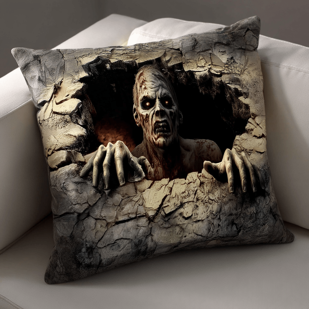 Cracked Zombie Stone Quilted Pillow Case Decorative Pillow Covers Unique Halloween Gifts - Bancroftclothings