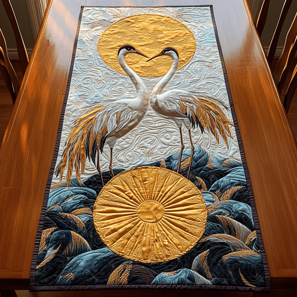 Crane Quilted Table Runner Christmas Gifts For Couples Parents Ideas For Mom Dad - Bancroftclothings