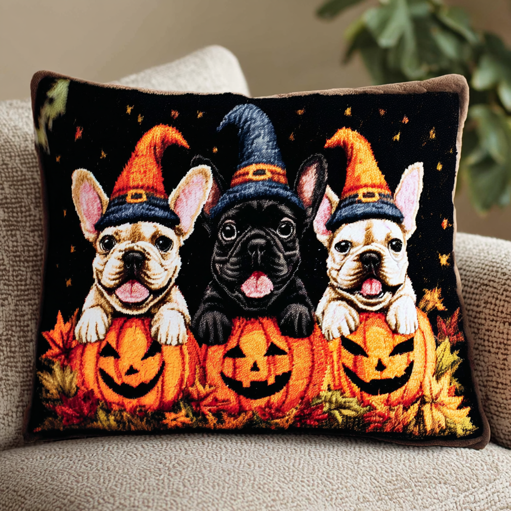 Cute French Bulldog Quilted Pillow Case Halloween Throw Pillow Covers French Bulldog Gifts For Her - Bancroftclothings