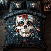 Cyan Vintage Skull Quilted Bedding Set Stay warm this winter Christmas Gifts For Men - Bancroftclothings