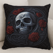 Dark Rose Skull Quilted Pillow Case Decorative Pillow Covers Gift Ideas For Friends - Bancroftclothings