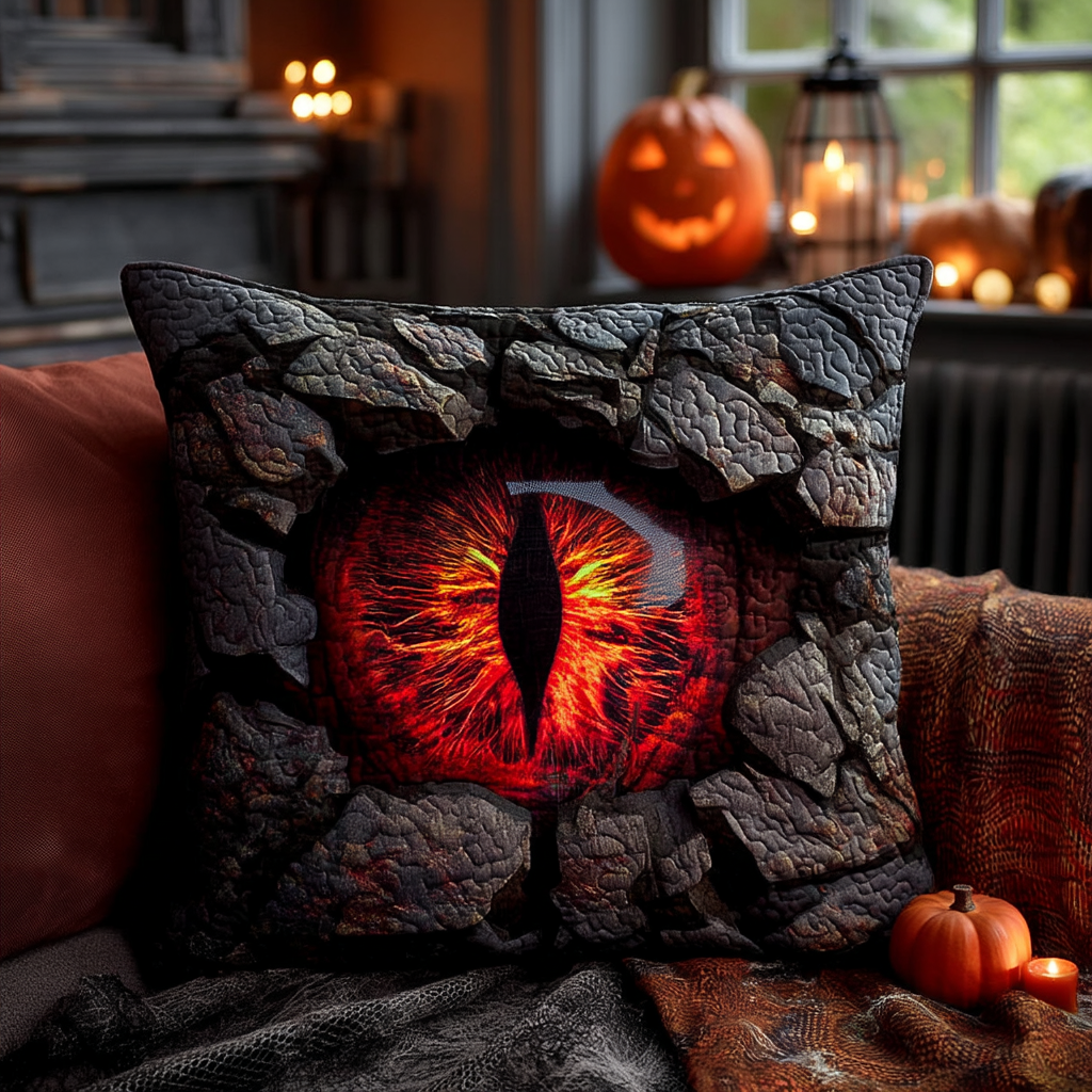 Demon Eye Quilted Pillow Case Holiday Pillow Cases Unique Halloween Gifts - Bancroftclothings