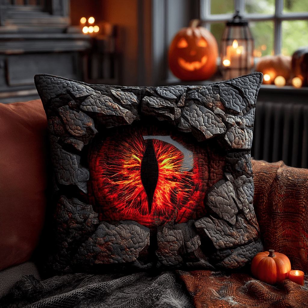 Demon Eye Quilted Pillow Case Holiday Pillow Cases Unique Halloween Gifts - Bancroftclothings