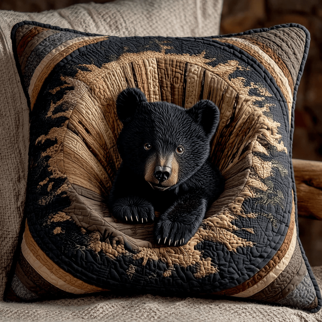 Den Cub Quilted Pillow Case Throw Pillow Cases Presents For Wildlife Enthusiasts - Bancroftclothings