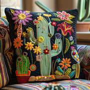 Desert Bloom Quilted Pillow Case Boho Home Decor Unique Gift For Cactus Lovers - Bancroftclothings