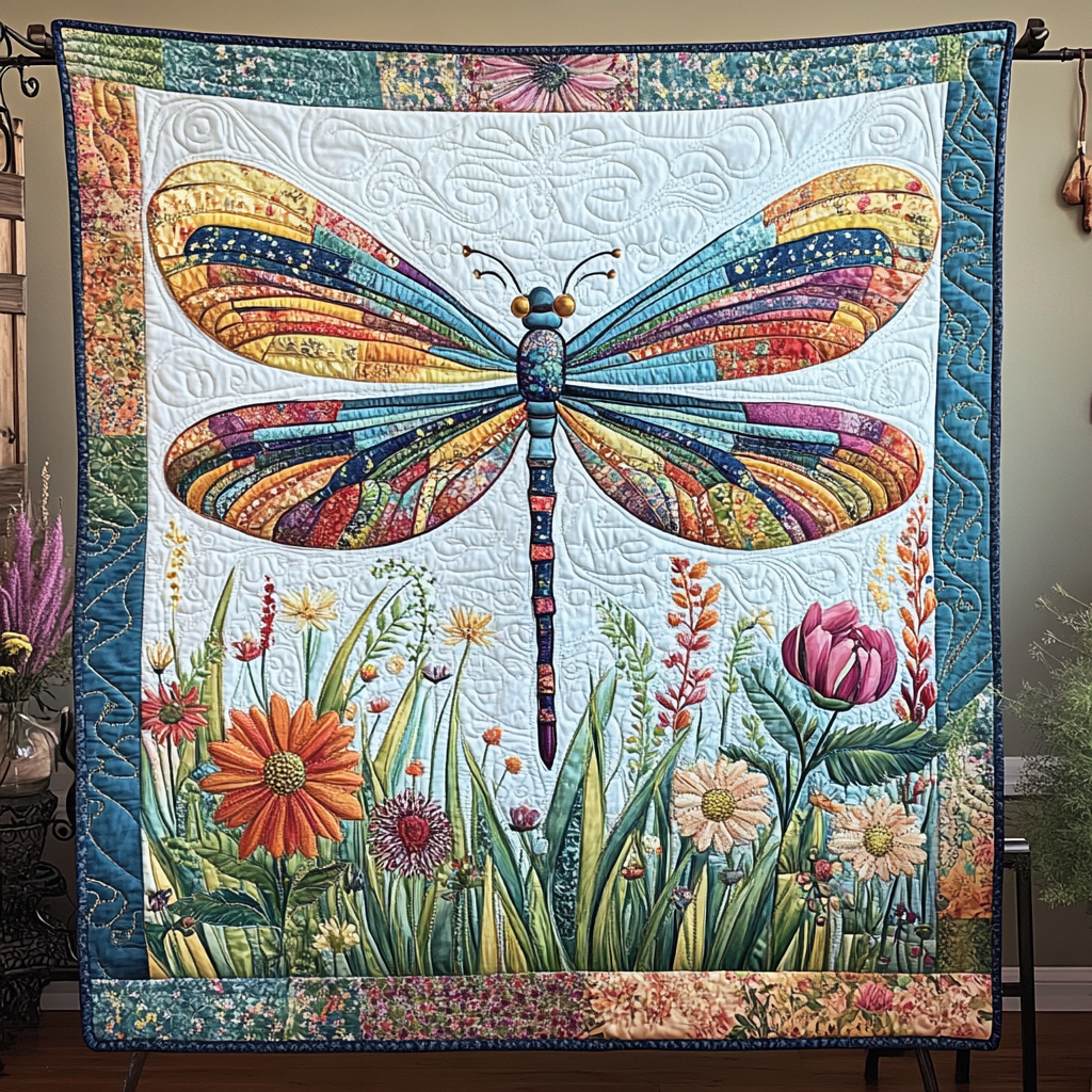 Dragonfly Dance Quilted Blanket Bedroom Decor Christmas Family Christmas Gifts - Bancroftclothings