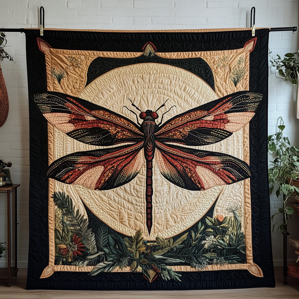 Dragonfly Dream Quilted Blanket Cool Throw Blanket Dragonfly Themed Gifts - Bancroftclothings