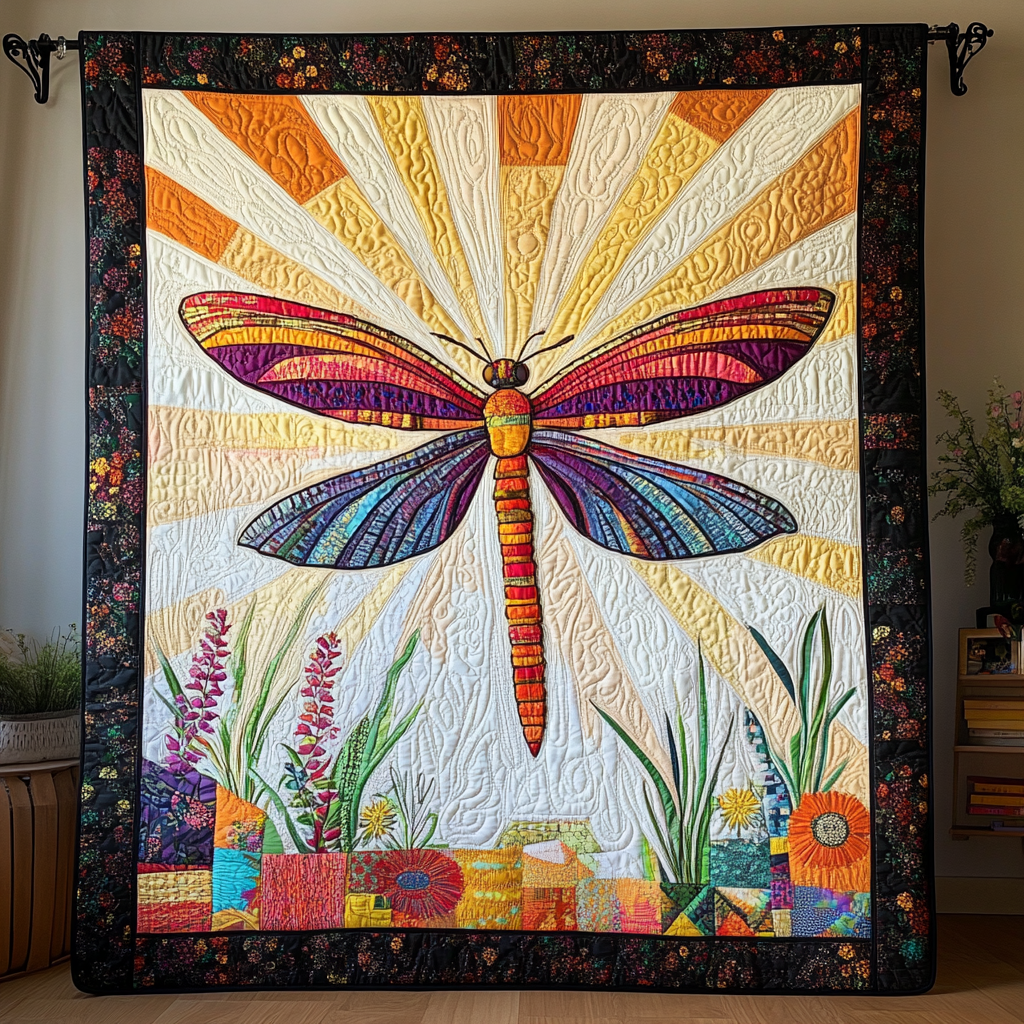 Dragonfly Grace Quilted Blanket Christmas Bedroom Decor Xmas Gifts For Family - Bancroftclothings