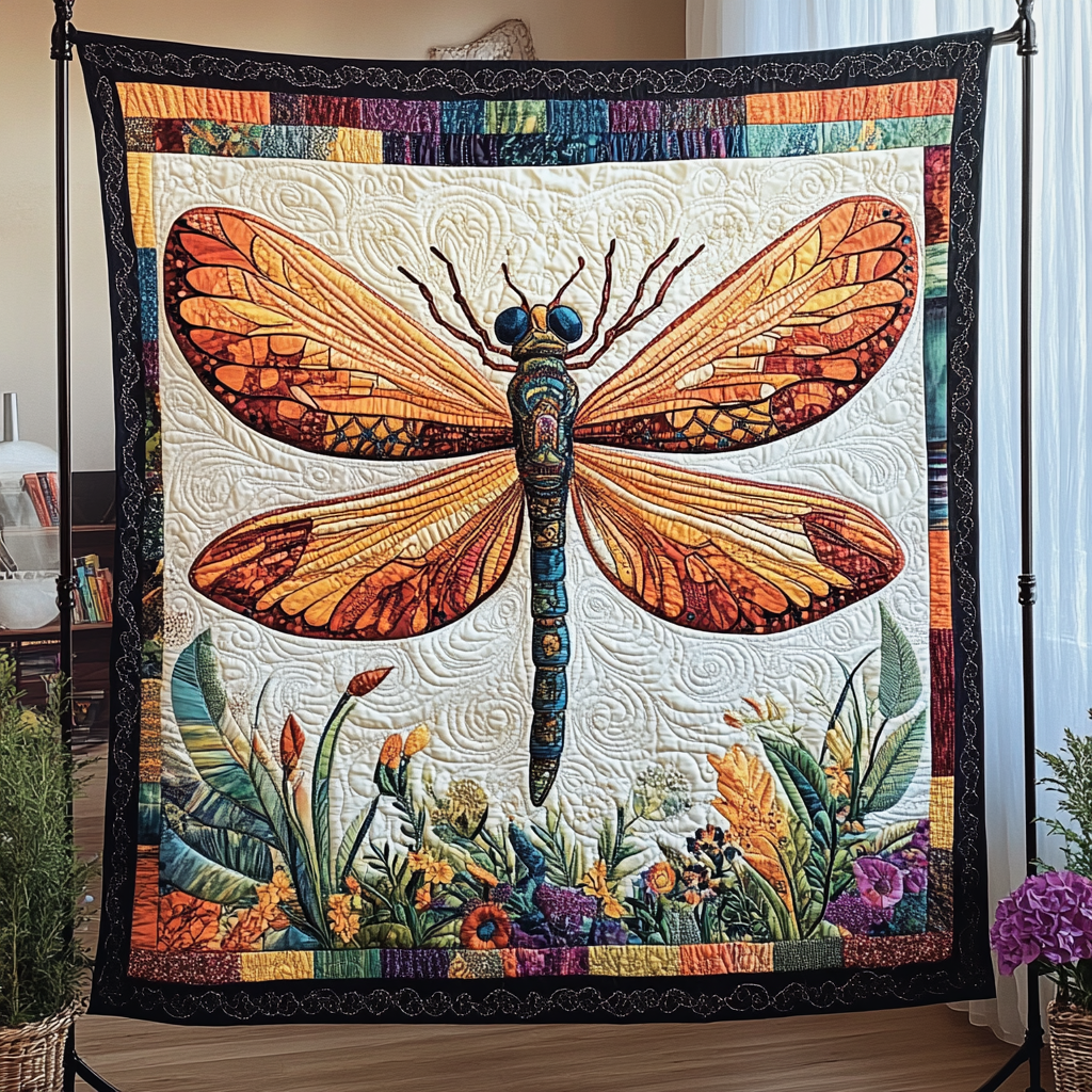 Dragonfly Wings Quilted Blanket Winter Decor Blanket Dragonfly Gifts For Mom - Bancroftclothings