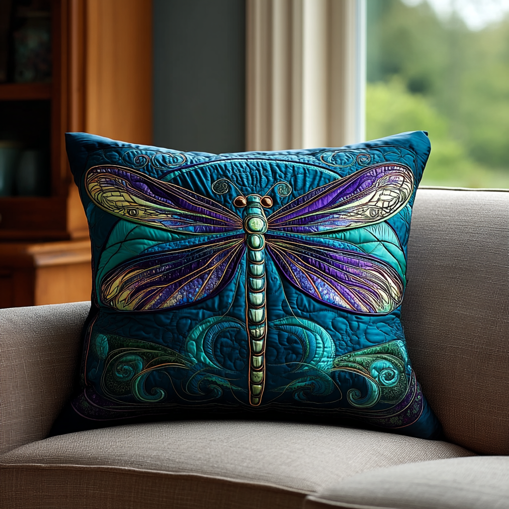 Dragonfly Wings Quilted Pillow Case Best Cool Pillow Cases Great Dragon Lover Gifts - Bancroftclothings