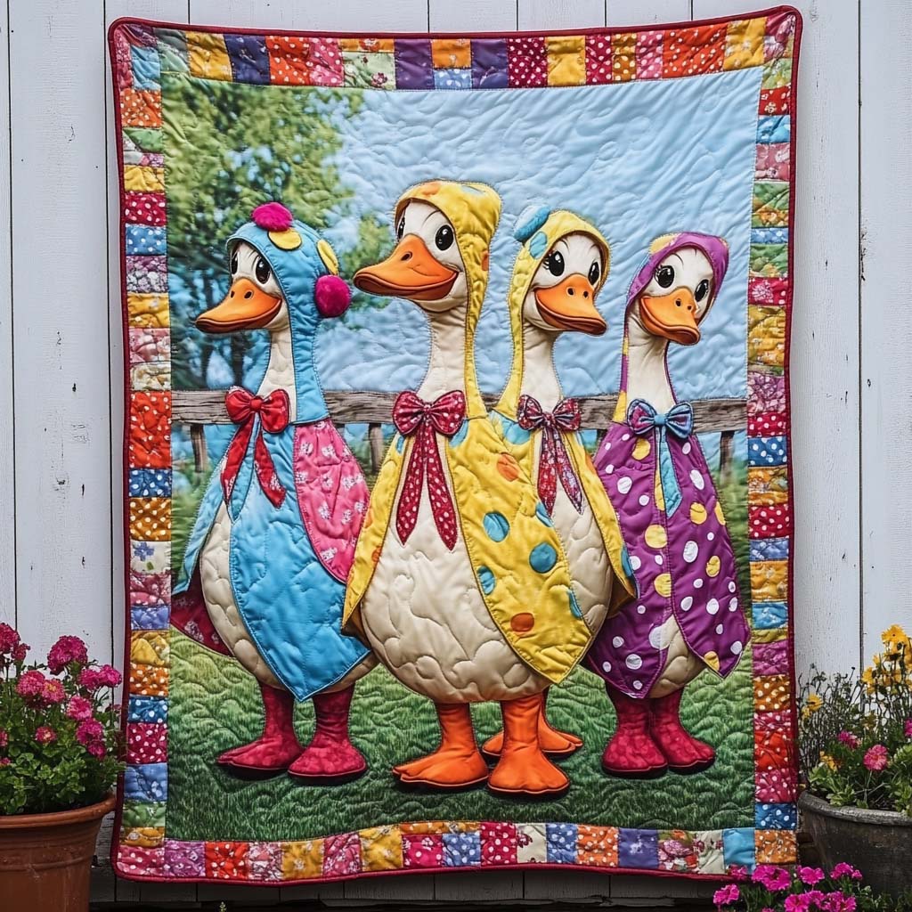 Duck Pond Serenade Quilted Blanket Best Throw Blanket Patriotic Unique Eagle Gifts - Bancroftclothings