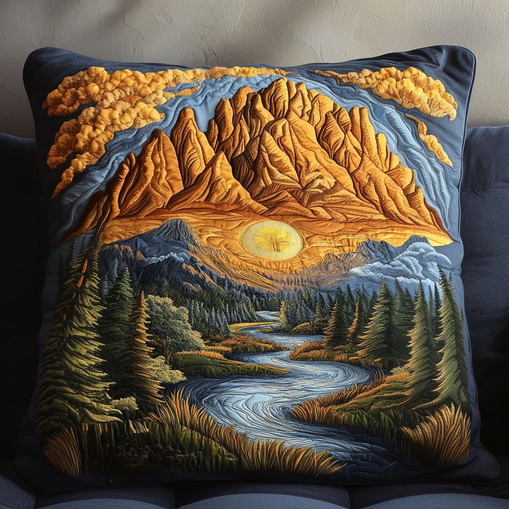 Dusk Ridge Quilted Pillow Case Throw Pillow Cases Gifts For Someone Who Loves Nature - Bancroftclothings