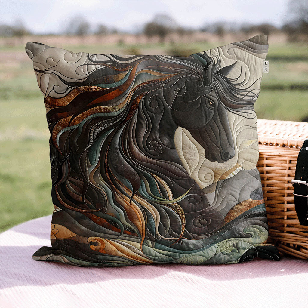 Dynamic Horse Design Quilted Pillow Case Animal Theme Aesthetic Home Decor Horse Lover Gifts - Bancroftclothings