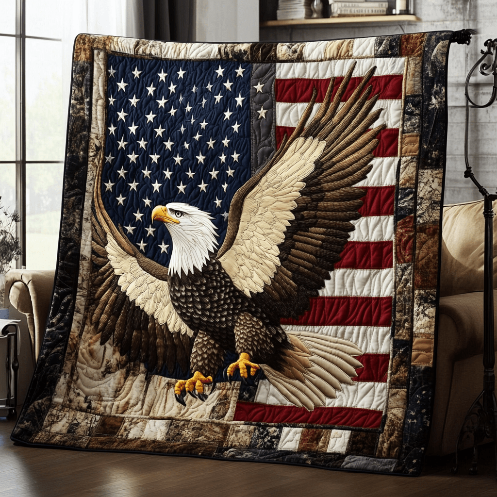 Eagle Pride Quilted Blanket Cute Throw Blanket Best Gifts For Owl Lovers - Bancroftclothings