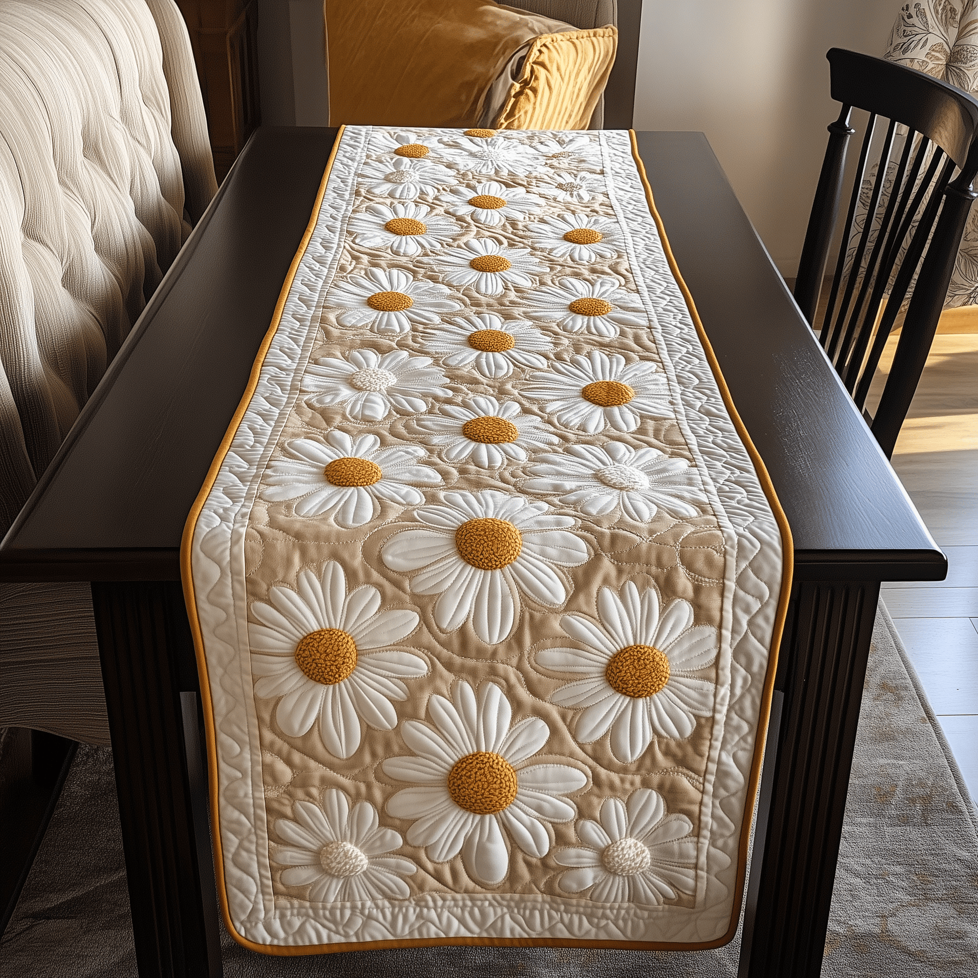 Elegant Daisy Quilted Table Runner Flower Christmas Holiday Gifts With Daisy Theme - Bancroftclothings