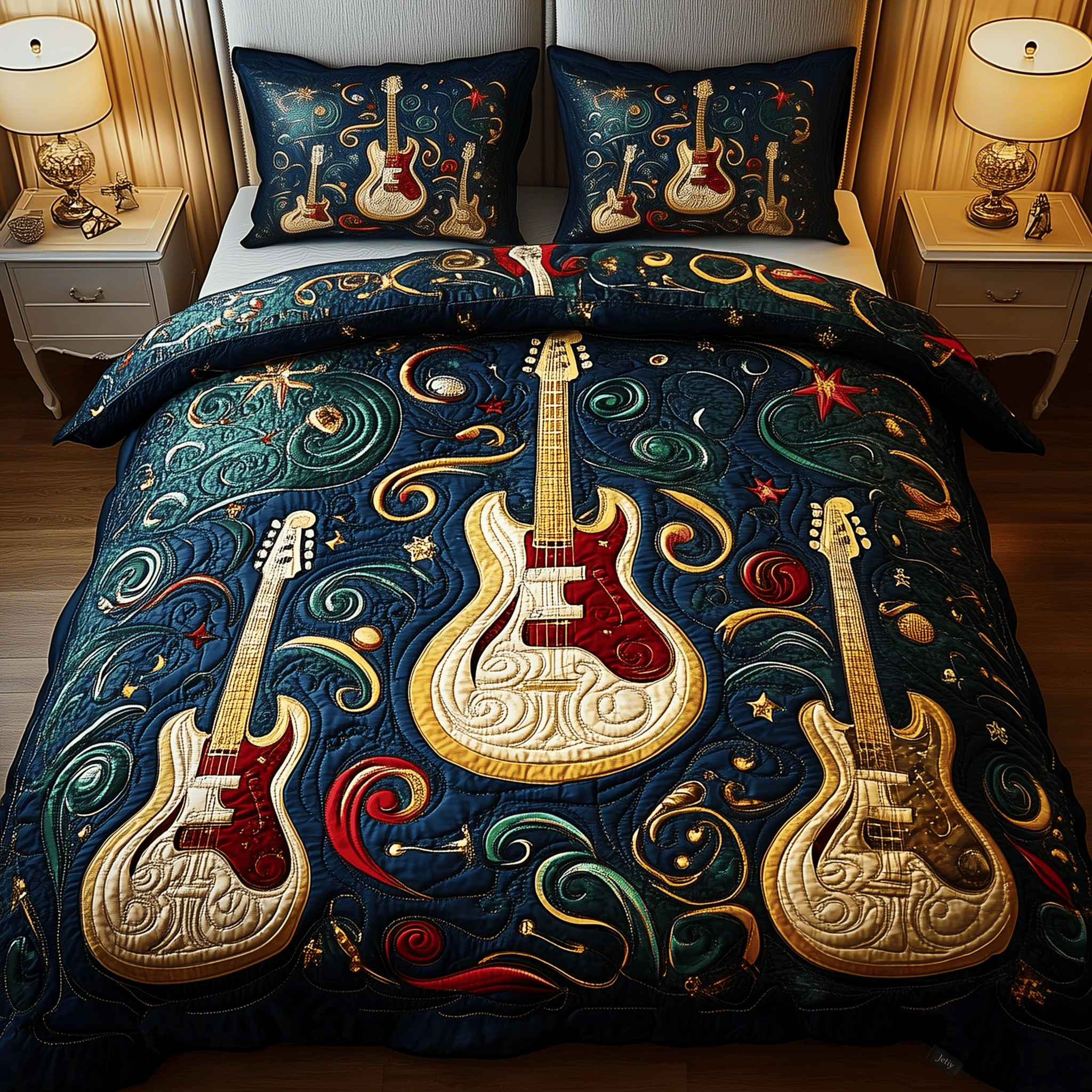 Elegant Guitar Quilted Bedding Set Stay warm this winter Christmas Presents For Wife - Bancroftclothings