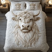 Elegant Highland Cow Quilted Bedding Set Cowboy Present Ideas - Bancroftclothings