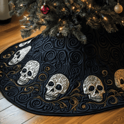 Elegant Skull Quilted Tree Skirt Best Christmas Tree Skirts Holiday Xmas Gift Ideas For For Family - Bancroftclothings