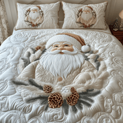 Elegant White Santa Claus Quilted Bedding Set Stay warm this winter Christmas Ideas For Girlfriend - Bancroftclothings