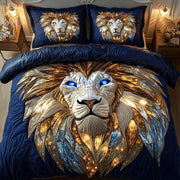 Elemental Lion Quilted Bedding Set Jungle King Theme Unique Bedroom Gifts For Lion Lovers - Bancroftclothings