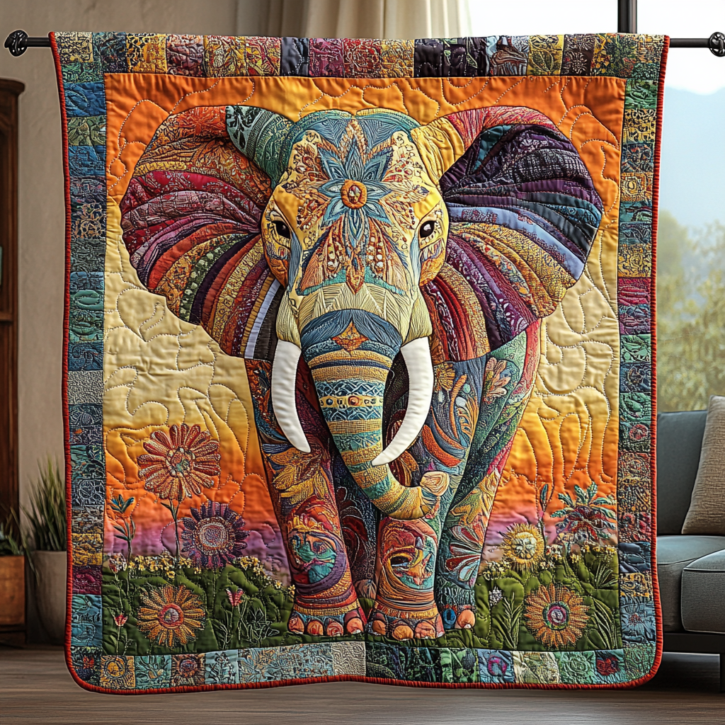 Elephant Kingdom Quilted Blanket Bedroom Xmas Decor Christmas Presents For Mother In Law - Bancroftclothings