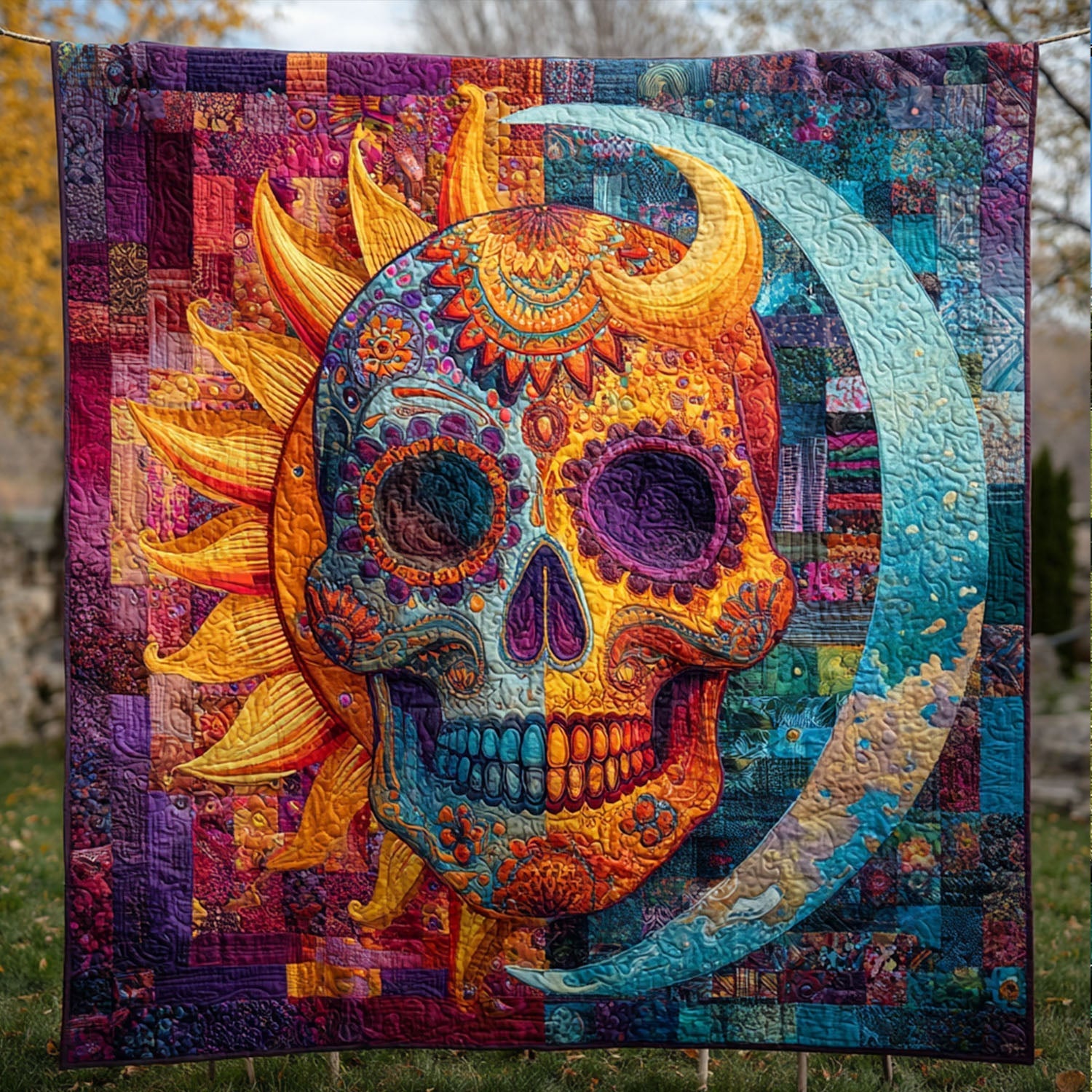 Eternal Bones Quilted Blanket Nice Throw Blanket Skull Related Gifts - Bancroftclothings