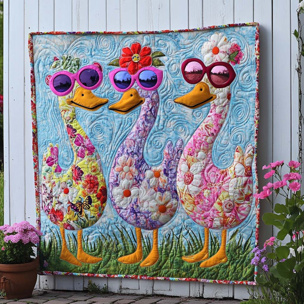 Evening Duck Song Quilted Blanket Cute Bedroom Decor Camping Gifts For Dad - Bancroftclothings