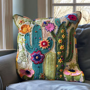 Exquisite Desert Cactus Quilted Pillow Case Sofa Accent Natural Home Decor Farmer Gifts - Bancroftclothings