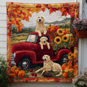 Fall Ride Quilted Blanket Fall Theme Throw Blanket Chihuahua Gifts Dog Lovers - Bancroftclothings