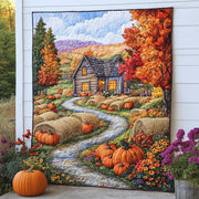 Falling Leaves Lane Quilted Blanket Fall Theme Throw Blanket Best Gifts For A Family For Christmas - Bancroftclothings