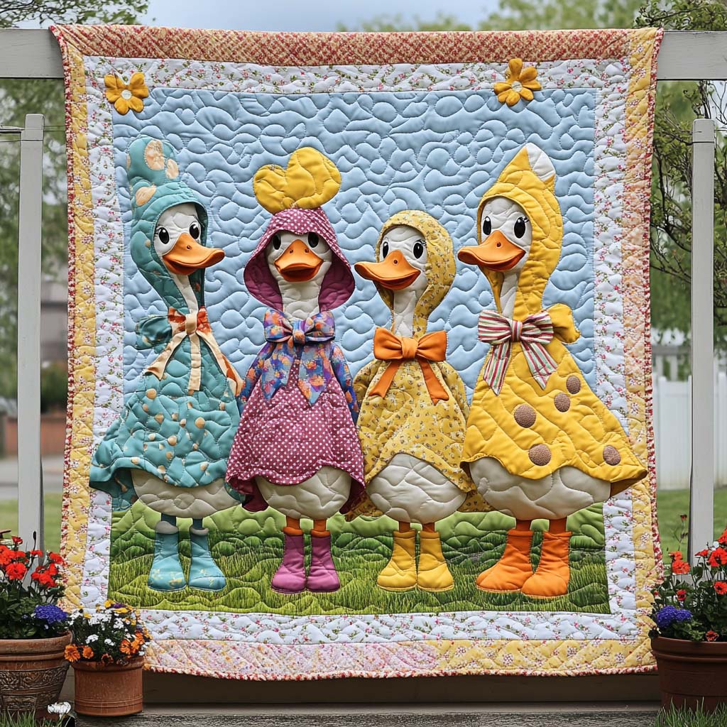 Feathered Friends Quilted Blanket Christmas Throw Blanket Duck Related Gifts - Bancroftclothings
